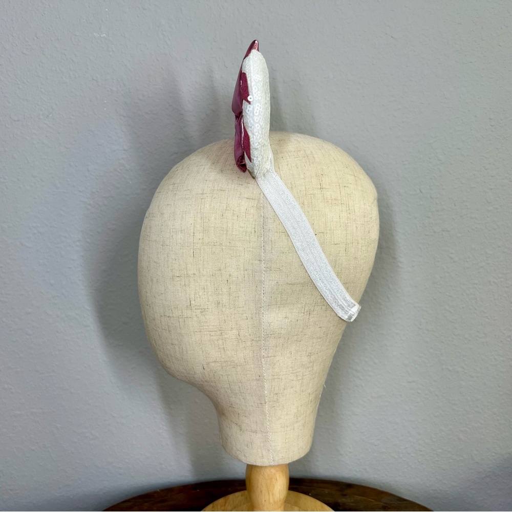 Festive Holiday Pink Candy Cane Sugar Plum Fairy Mouse Ears - Elastic Headband - Picture 6 of 7
